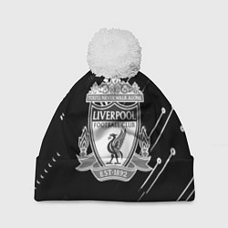 Шапка с помпоном Liverpool геометрия черно белая, цвет: 3D-белый