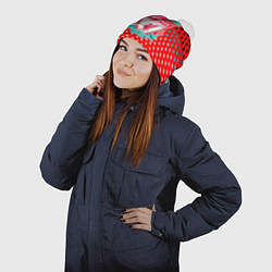 Шапка с помпоном Liverpool точки текстура спорт, цвет: 3D-белый — фото 2