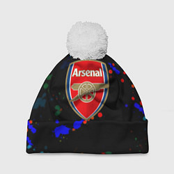 Шапка с помпоном Arsenal неоновые брызги красок, цвет: 3D-белый