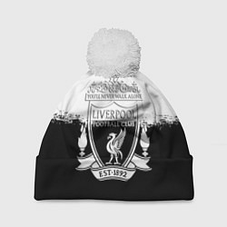 Шапка с помпоном Liverpool краски черно белые, цвет: 3D-белый