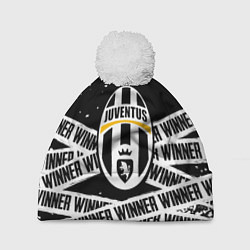Шапка с помпоном Juventus подедитель краски, цвет: 3D-белый