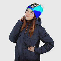 Шапка с помпоном Ювентус краски штрихи текстура, цвет: 3D-белый — фото 2