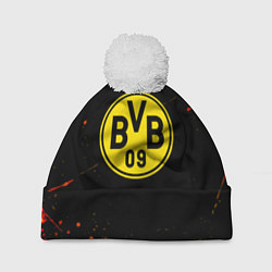 Шапка с помпоном Боруссиа огненные краски текстура, цвет: 3D-белый