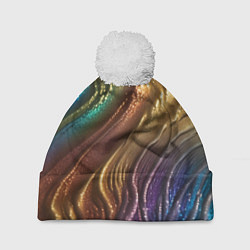 Шапка c помпоном Сморщенные складочки жидкости