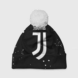 Шапка с помпоном Ювентус белые брызги красок, цвет: 3D-белый