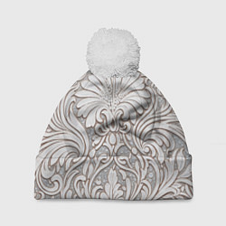 Шапка c помпоном Вензельные цветы