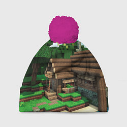 Шапка с помпоном Minecraft House, цвет: 3D-малиновый