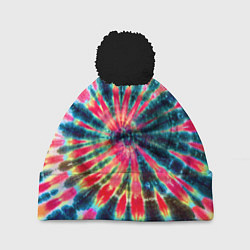 Шапка с помпоном Tie dye, цвет: 3D-черный