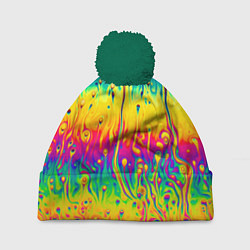 Шапка с помпоном Tie dye, цвет: 3D-зеленый