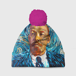 Шапка с помпоном Ленин Ван Гога, цвет: 3D-малиновый