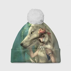 Шапка с помпоном Принцесса и волк, цвет: 3D-белый