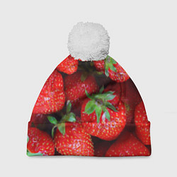 Шапка с помпоном Клубничная, цвет: 3D-белый