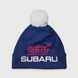 Шапка с помпоном Subaru STI, цвет: 3D-белый