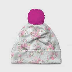 Шапка с помпоном Flower pattern, цвет: 3D-малиновый