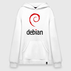 Толстовка-худи оверсайз Debian, цвет: белый