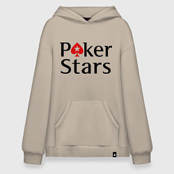 Толстовка-худи оверсайз Poker Stars, цвет: миндальный