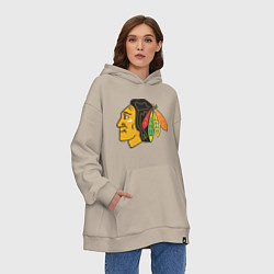 Толстовка-худи оверсайз Chicago Blackhawks, цвет: миндальный — фото 2