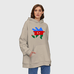 Толстовка-худи оверсайз Azerbaijan map, цвет: миндальный — фото 2