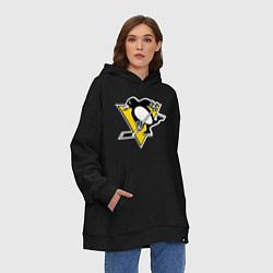 Толстовка-худи оверсайз Pittsburgh Penguins, цвет: черный — фото 2