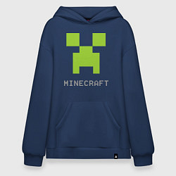 Толстовка-худи оверсайз Minecraft logo grey, цвет: тёмно-синий