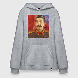 Толстовка-худи оверсайз Сталин: полигоны, цвет: меланж