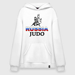 Толстовка-худи оверсайз Russia judo, цвет: белый
