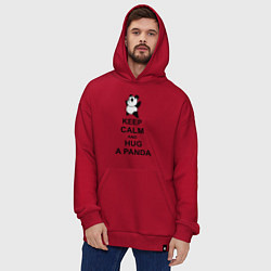 Толстовка-худи оверсайз Keep Calm & Hug A Panda, цвет: красный — фото 2