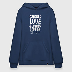 Толстовка-худи оверсайз Ghouls Love Coffee, цвет: тёмно-синий