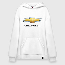 Толстовка-худи оверсайз Chevrolet логотип, цвет: белый