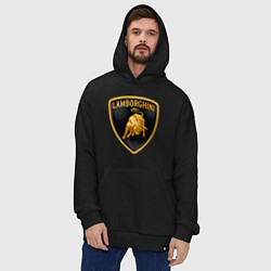 Толстовка-худи оверсайз Lamborghini logo, цвет: черный — фото 2