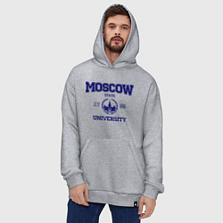 Толстовка-худи оверсайз MGU Moscow University, цвет: меланж — фото 2