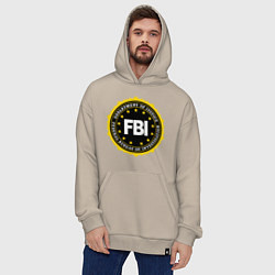 Толстовка-худи оверсайз FBI Departament, цвет: миндальный — фото 2
