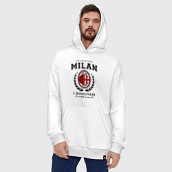 Толстовка-худи оверсайз Milan: I Rossoneri, цвет: белый — фото 2