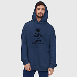 Толстовка-худи оверсайз Keep Calm & Love Harry Styles, цвет: тёмно-синий — фото 2