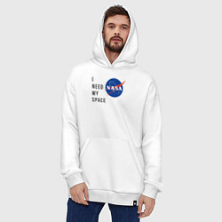 Толстовка-худи оверсайз Nasa i need my space, цвет: белый — фото 2