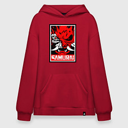 Толстовка-худи оверсайз Cyberpunk 2077: Samurai Poster, цвет: красный