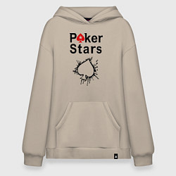 Толстовка-худи оверсайз Poker Stars, цвет: миндальный