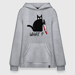 Толстовка-худи оверсайз What cat, цвет: меланж