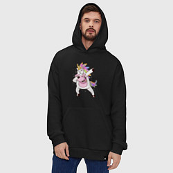 Толстовка-худи оверсайз Dabbing Unicorn, цвет: черный — фото 2