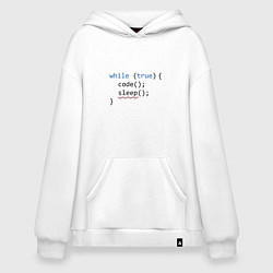 Толстовка-худи оверсайз Code - sleep, цвет: белый