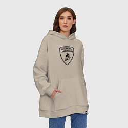 Толстовка-худи оверсайз Lamborghini Logo Dark, цвет: миндальный — фото 2