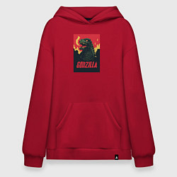 Толстовка-худи оверсайз Godzilla, цвет: красный