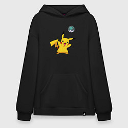 Толстовка-худи оверсайз Pokemon pikachu 1, цвет: черный