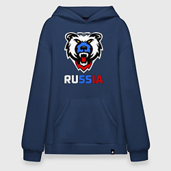 Толстовка-худи оверсайз Русский медведь, цвет: тёмно-синий