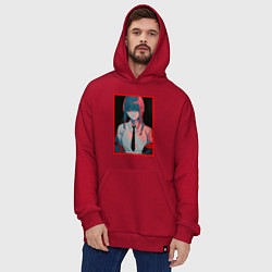 Толстовка-худи оверсайз Макима человек бензопила Red, цвет: красный — фото 2