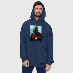 Толстовка-худи оверсайз Слезы в дожде Blade Runner, цвет: тёмно-синий — фото 2