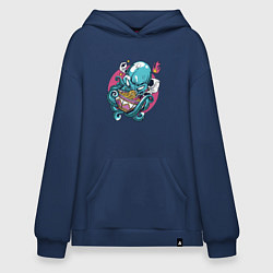 Толстовка-худи оверсайз Anime Octopus eating Ramen, цвет: тёмно-синий