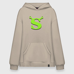 Толстовка-худи оверсайз Shrek: Logo S, цвет: миндальный