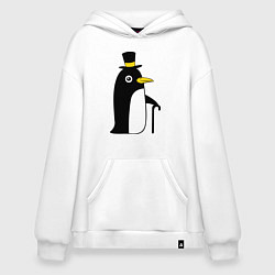 Толстовка-худи оверсайз Пингвин в шляпе, цвет: белый