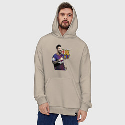 Толстовка-худи оверсайз Lionel Messi Barcelona Argentina, цвет: миндальный — фото 2